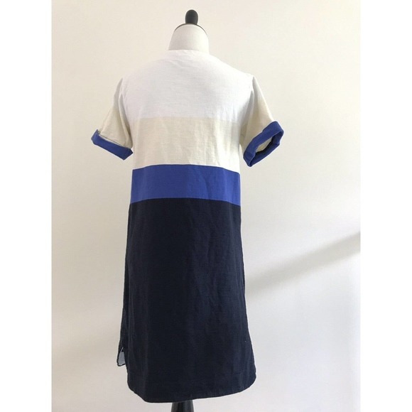 J Crew | Womens Size XS Blue Colorblock Shift Dress Short Roll Sleeves Crew Neck - Picture 3 of 9